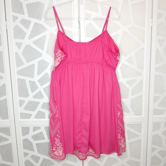 Savannah Jane Pink Embroided Sweetheart Mini Dress Women LG Vacation Resort Boho - Picture 7 of 12